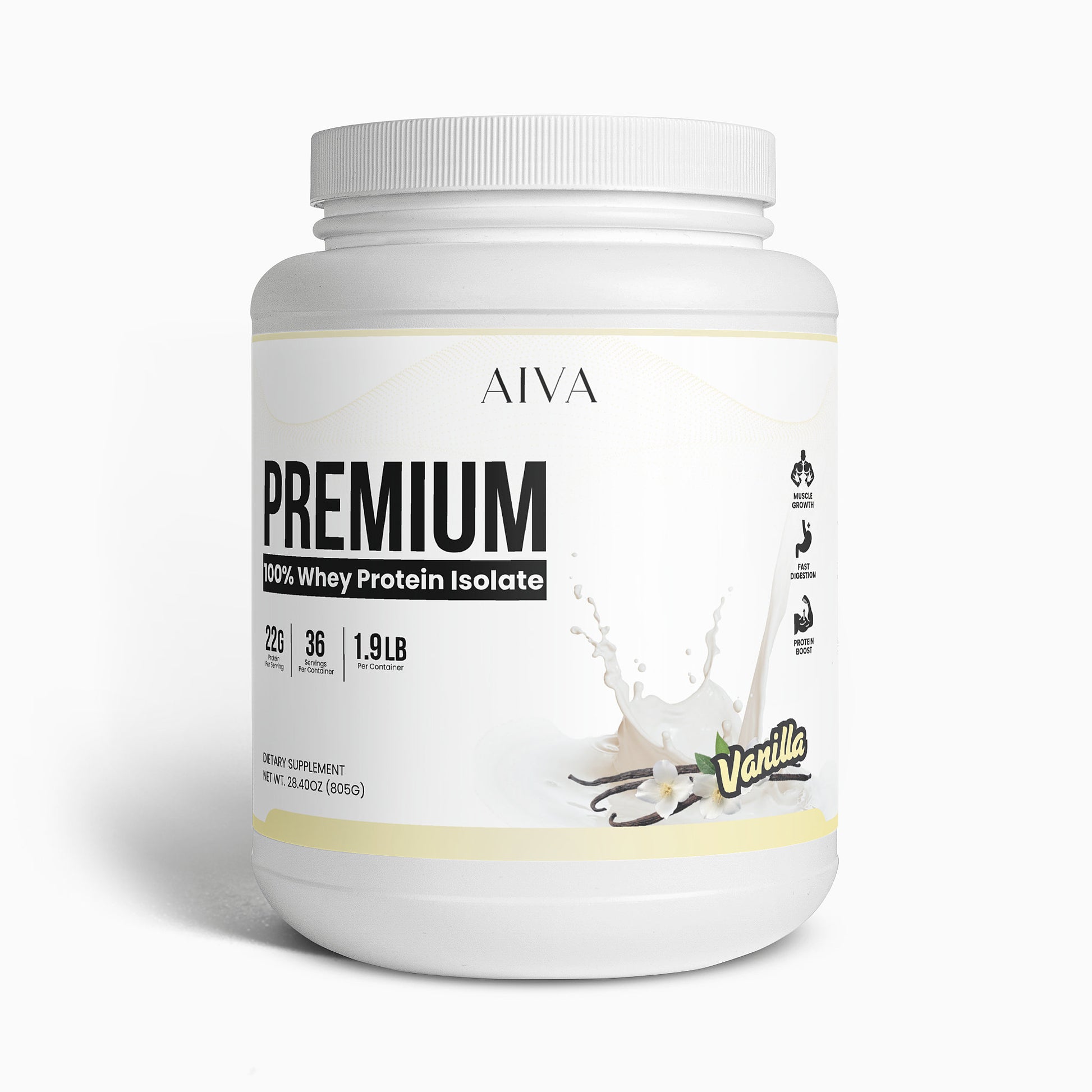 AIVA Premium 100% Whey Protein Isolate (Vanilla Bean)