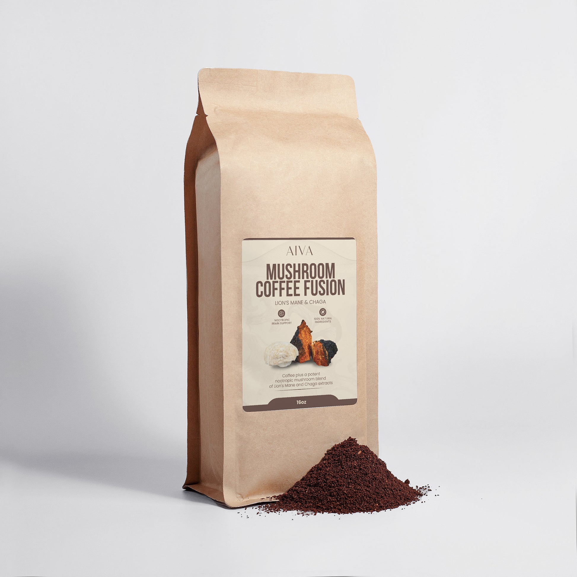 AIVA Mushroom Coffee Fusion - Lion’s Mane & Chaga 16oz