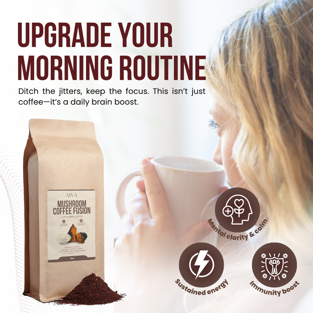 AIVA Mushroom Coffee Fusion - Lion’s Mane & Chaga 16oz