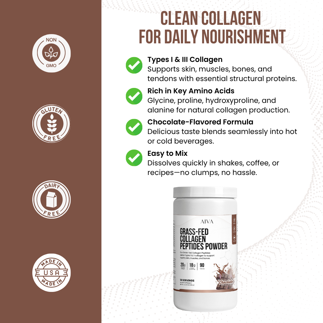 AIVA Grass-Fed Collagen Peptides Powder (Chocolate)
